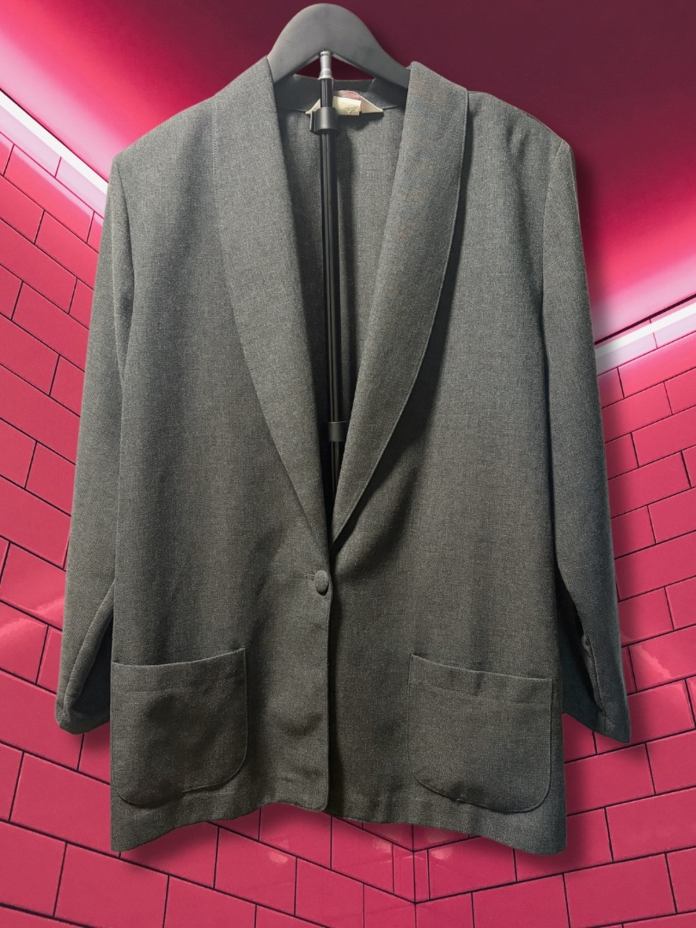 Vintage 90s Susan Michaels Charcoal Shawl Collar Blazer